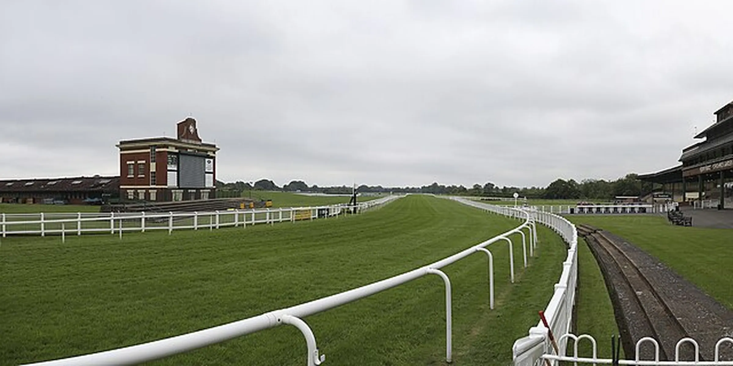 The empty straight and white running rails at Ripon